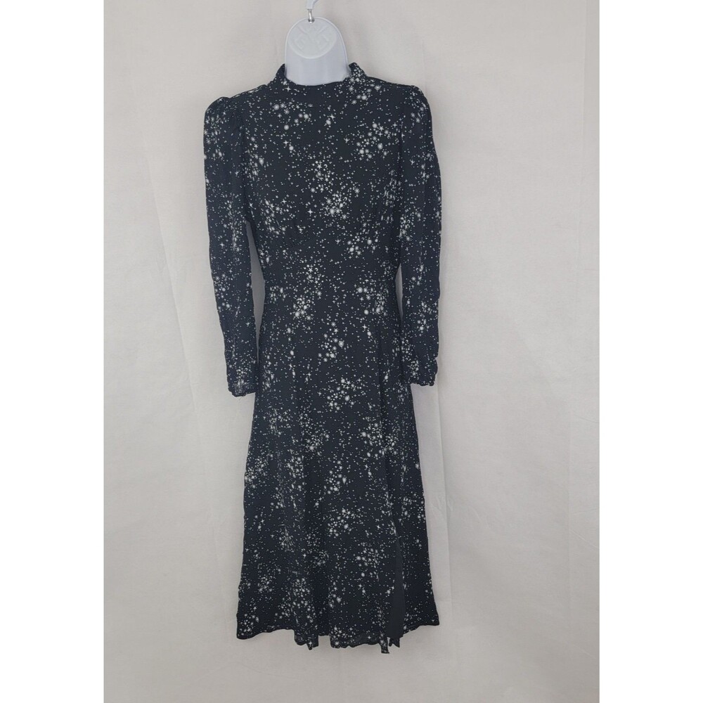 FOREVER21 Womens Midi Dress Sz SMALL Black Celestial Open Back Holiday Grunge